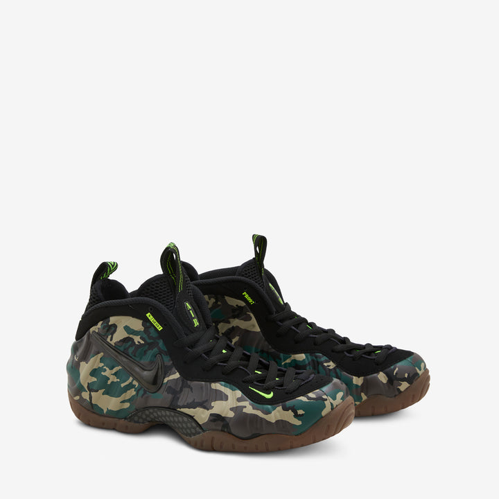 Air Foamposite Pro Premium Black | Black | Voltage Green | Gum Dark Brown Front