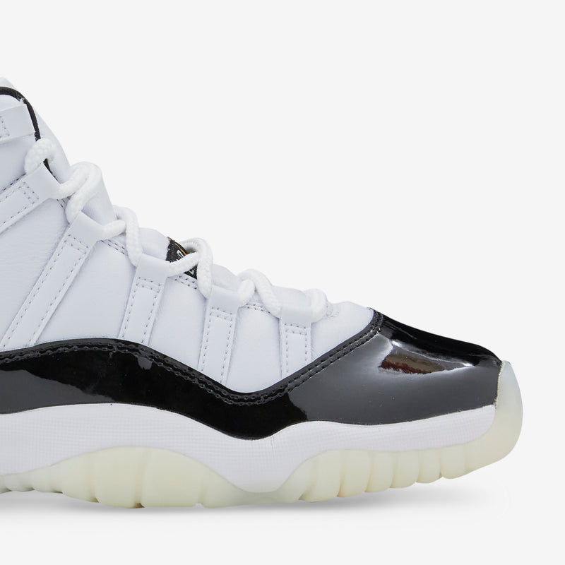Grade School Air Jordan 11 Retro White Metallic Gold Black Above The Clouds