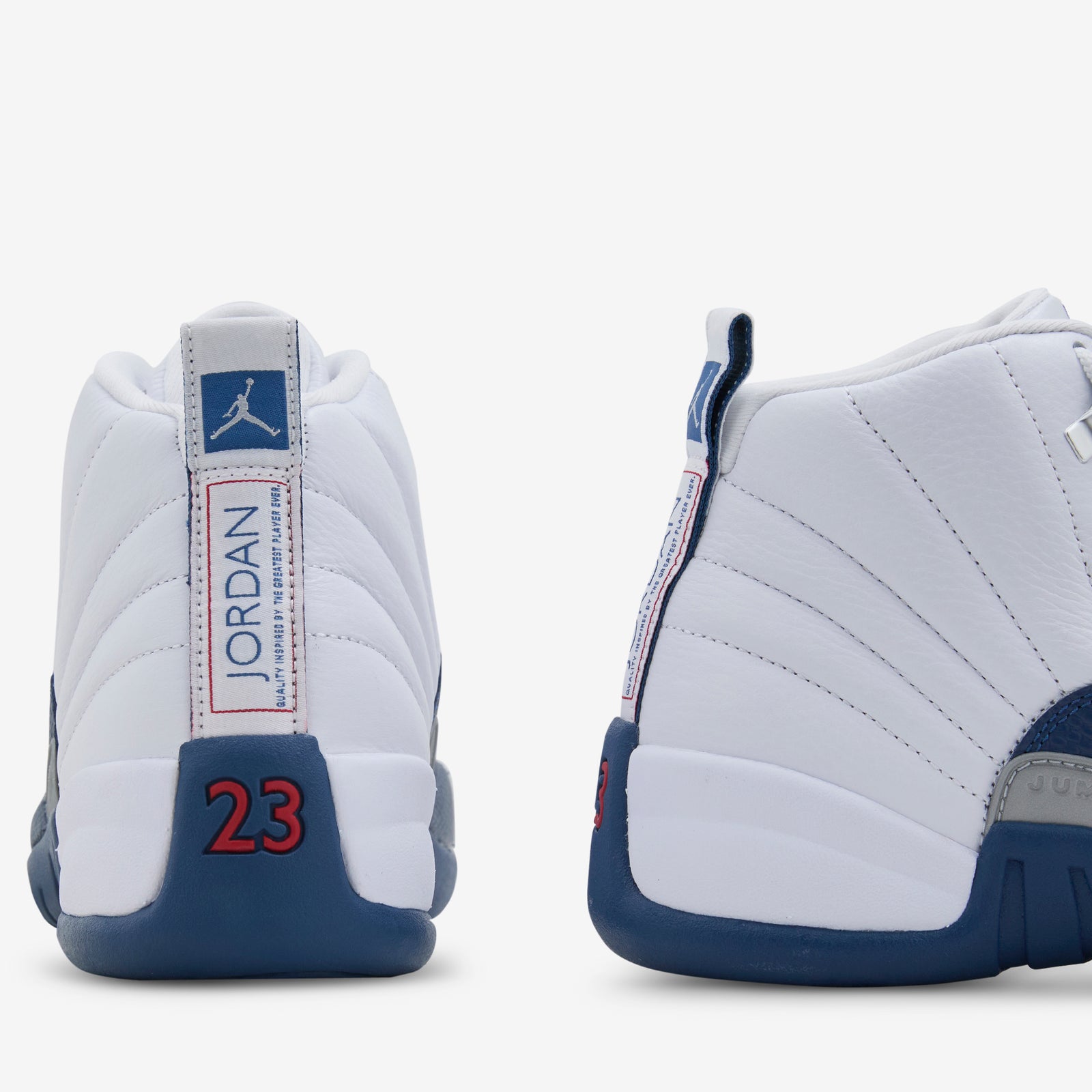 Air Jordan 12 Retro White | French Blue | Metallic Silver – Above