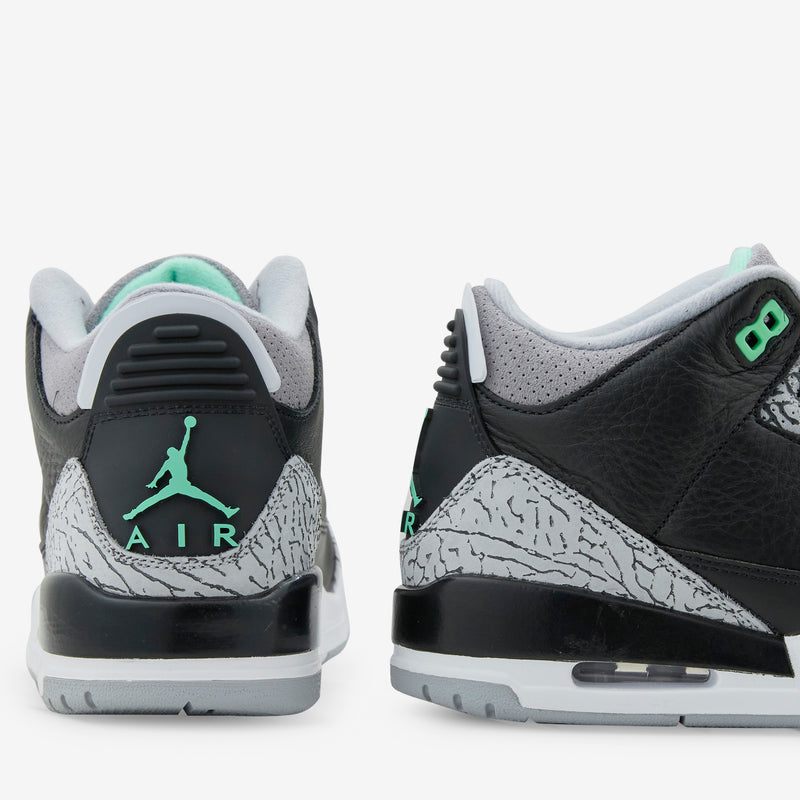 Air Jordan 3 Retro Black | Green Glow | Wolf Grey | White