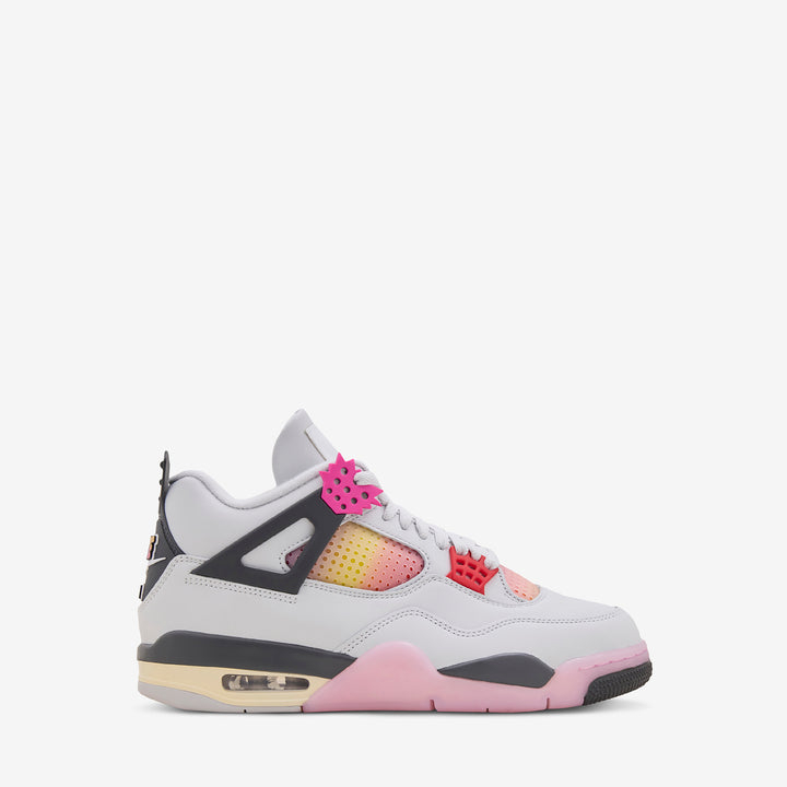 Grade School Air Jordan 4 Retro 'Comic' Off White | Fire Pink | Anthracite