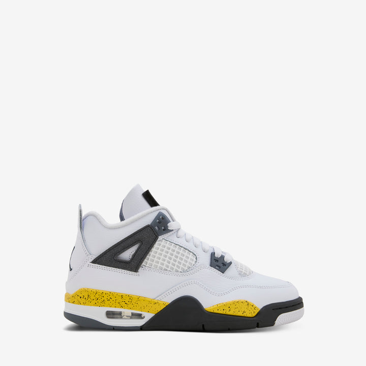 Grade School Air Jordan 4 Retro 'Rare Air' White | Tour Yellow | Dark Blue Grey | Black
