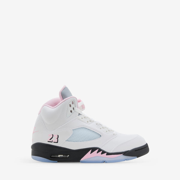 Grade School Air Jordan 5 Retro White | Medium Soft Pink | Black Footwear