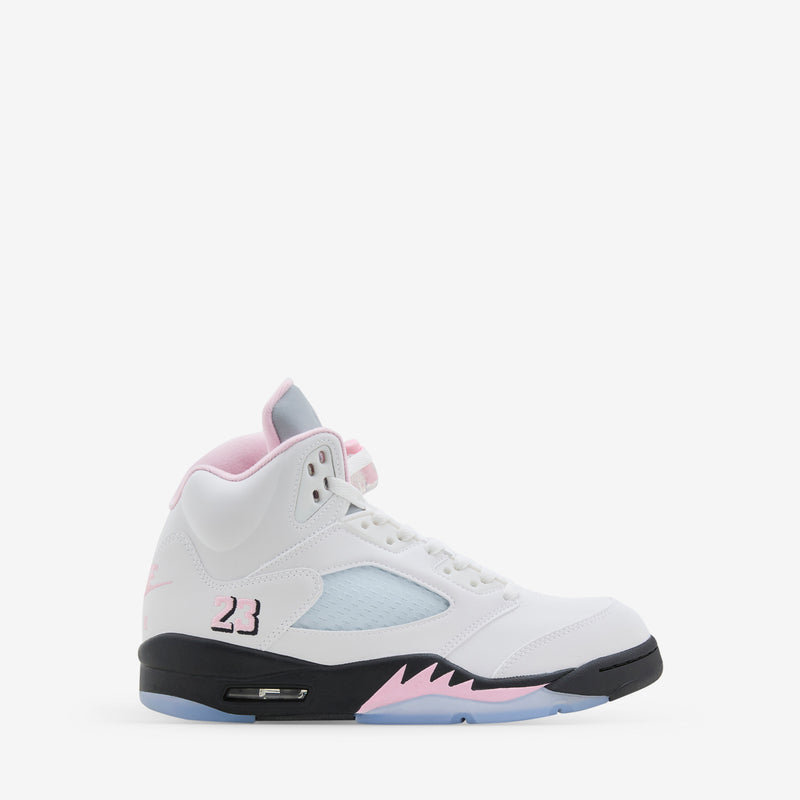 Grade School Air Jordan 5 Retro White | Medium Soft Pink | Black Footwear