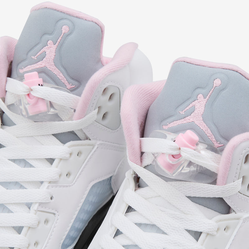 Grade School Air Jordan 5 Retro White | Medium Soft Pink | Black Footwear