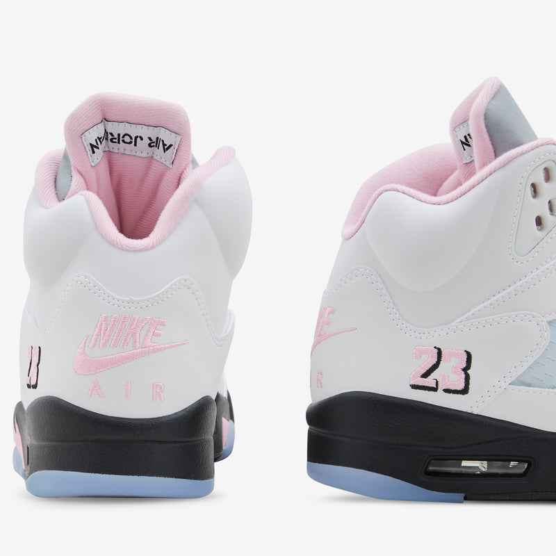 Grade School Air Jordan 5 Retro White | Medium Soft Pink | Black Footwear