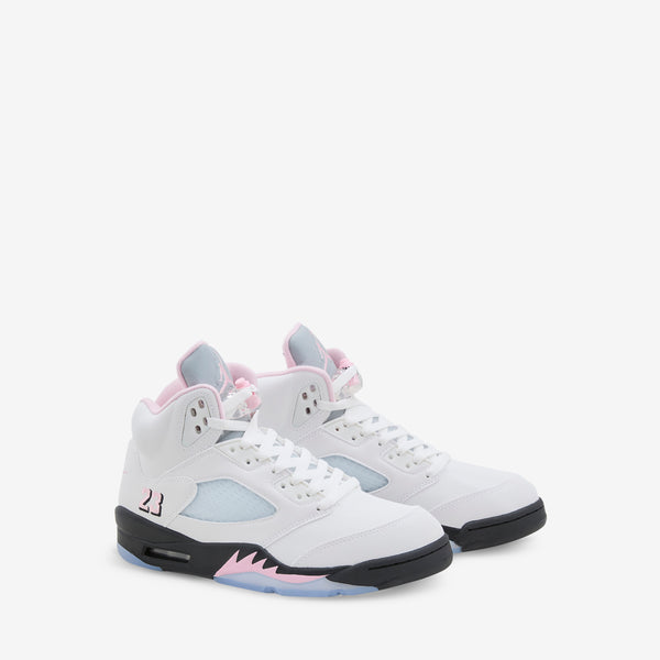 Grade School Air Jordan 5 Retro White | Medium Soft Pink | Black Footwear