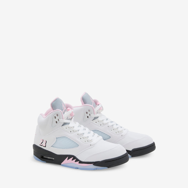 Grade School Air Jordan 5 Retro White | Medium Soft Pink | Black Footwear