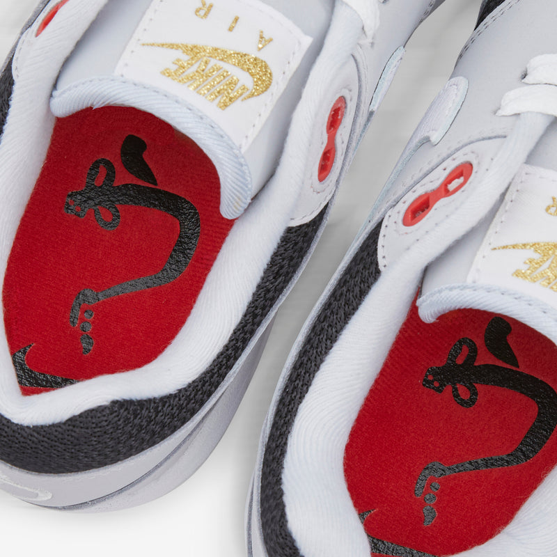 Air Max 1 PRM Pure Platinum | White | Black | Sport Red Footwear