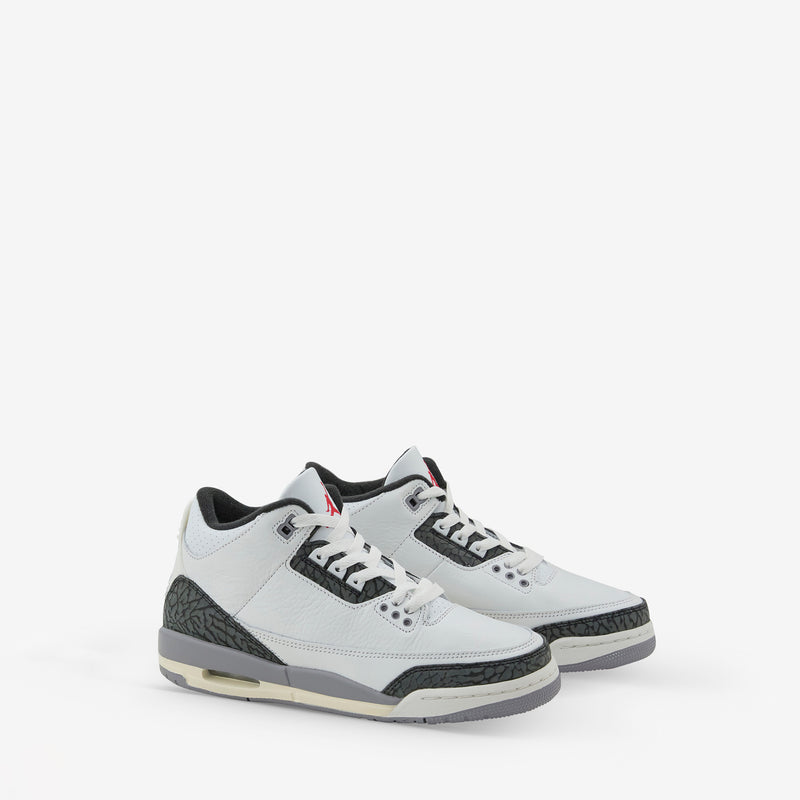 Pre-School Air Jordan 3 Retro Summit White | Fire Red | Cement Grey | Black Footwear