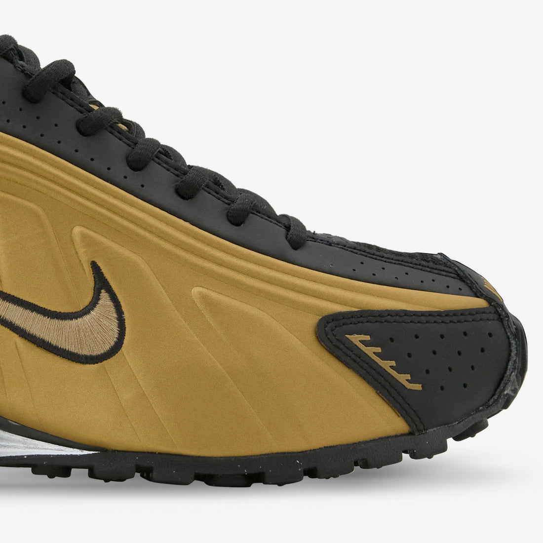 Women's Shox R4 Black | Metallic Gold | Metallic Silver Footwear