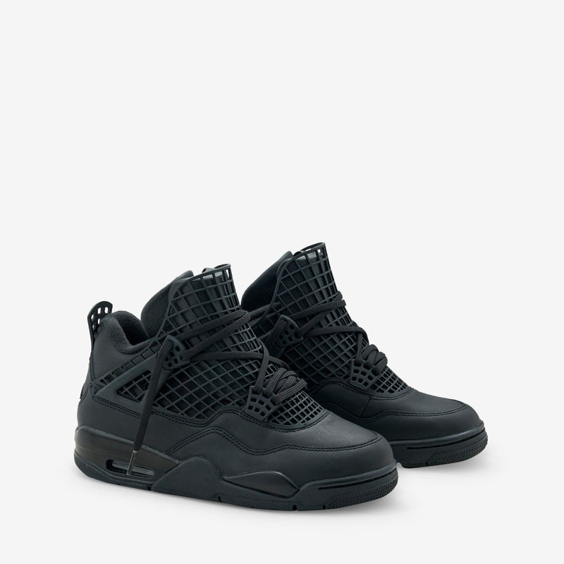 Women's Air Jordan 4 Net Black | Black | Metallic Silver Footwear