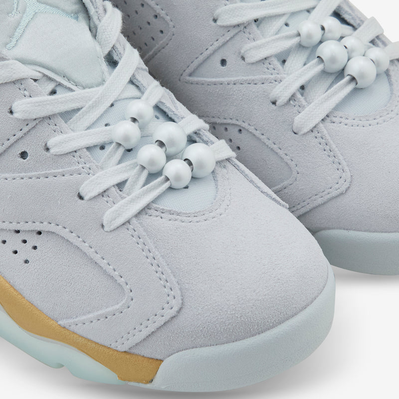 Women's Air Jordan 6 Retro Pure Platinum | Glacier Blue | Metallic Gold Footwear