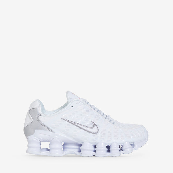 Women's Shox TL White | White | Metallic Silver | Max Orange Footwear