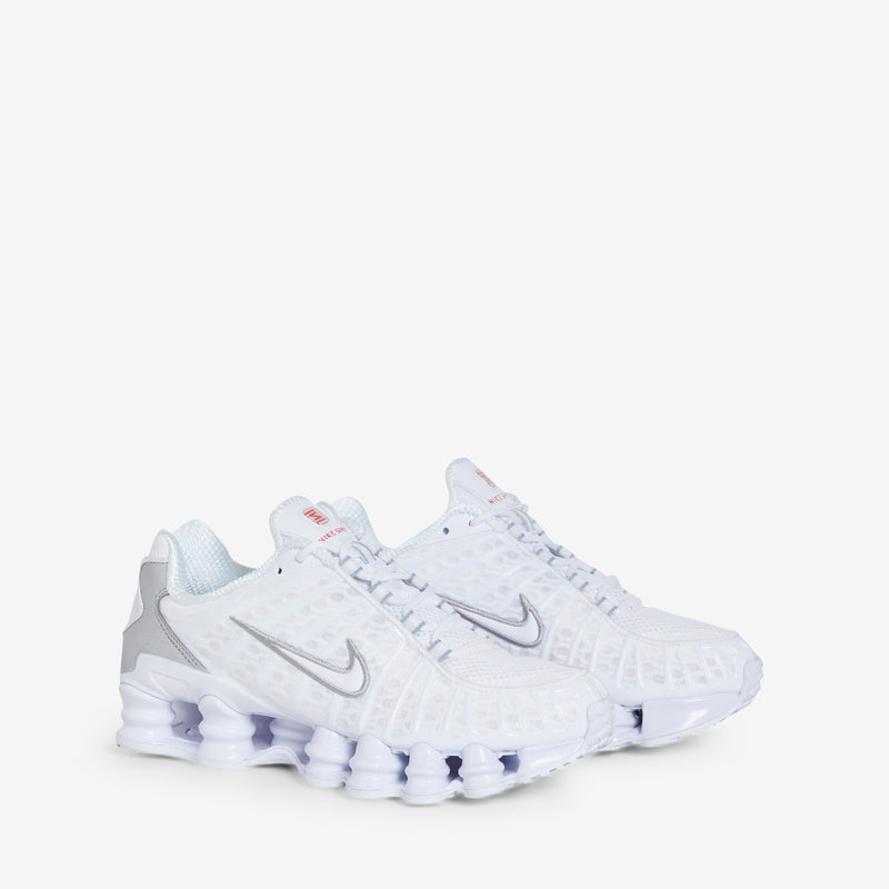 Women's Shox TL White | White | Metallic Silver | Max Orange Footwear