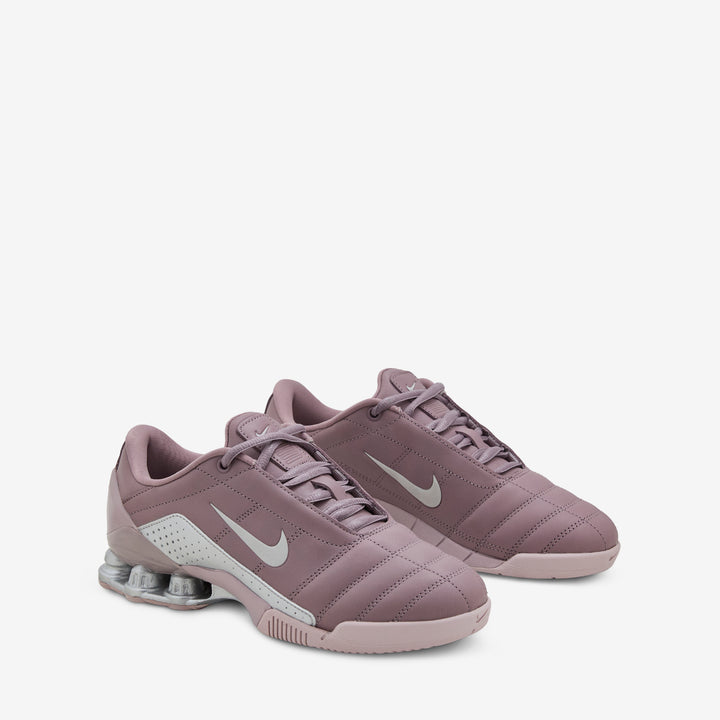 Women's T90 Shox Magia Taupe Grey | Metallic Silver | Light Violet Ore Front