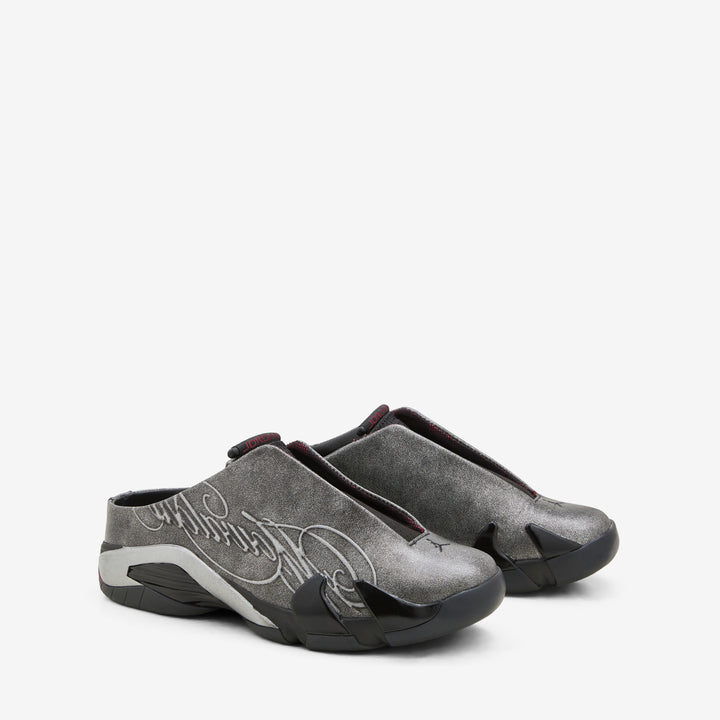 Mowalola x Air Jordan 14 Retro Mule Black | Metallic Silver | Burnt Red Front