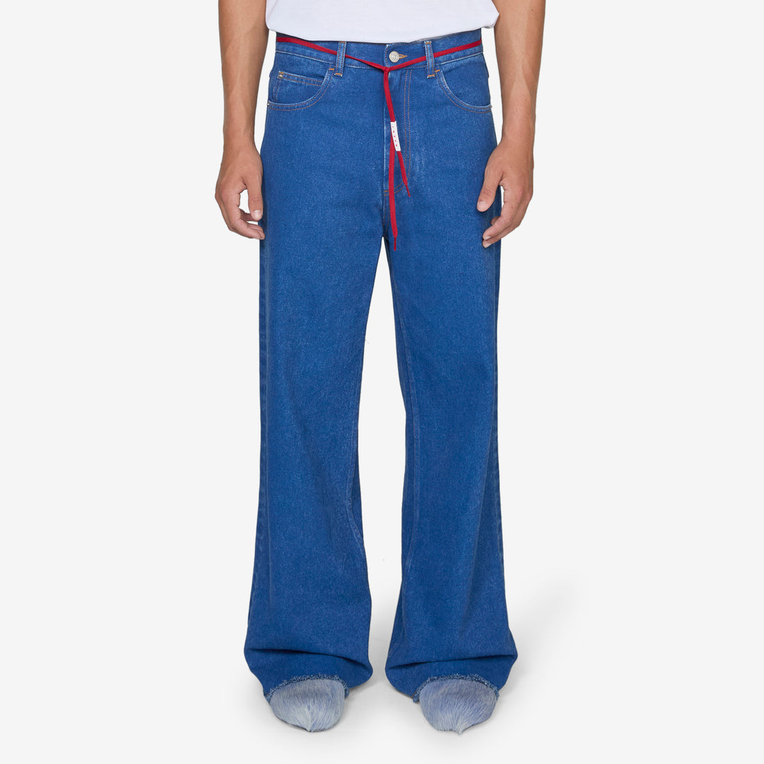 Low Rise Red Belt Jeans Ocean Pants