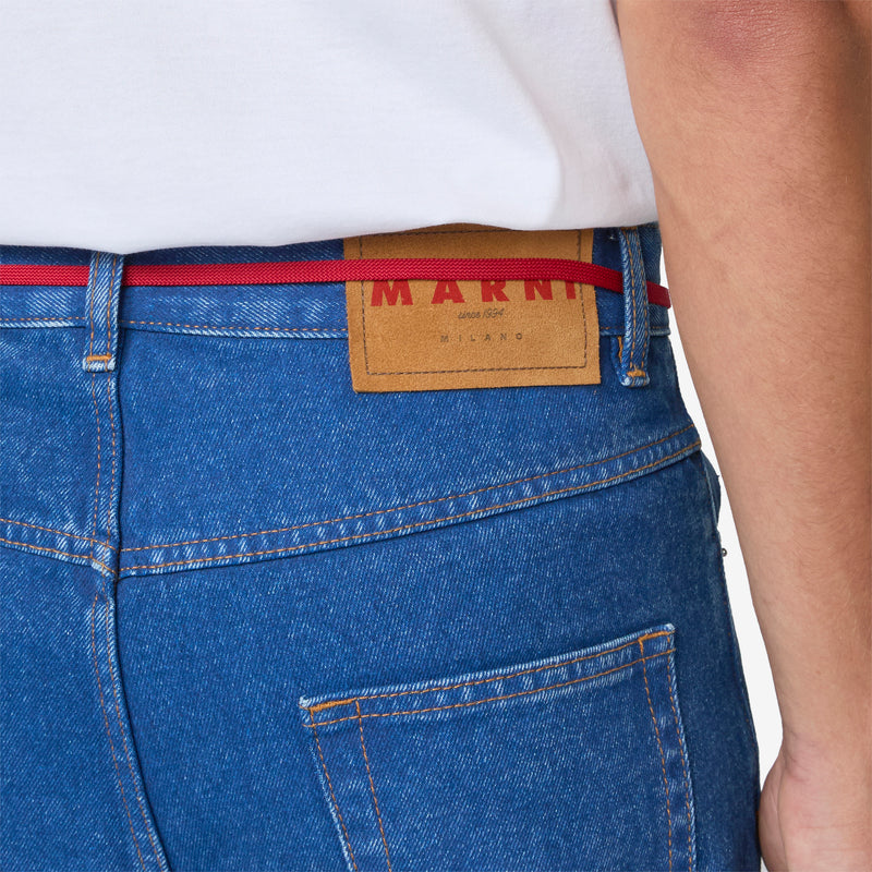 Low Rise Red Belt Jeans Ocean Pants