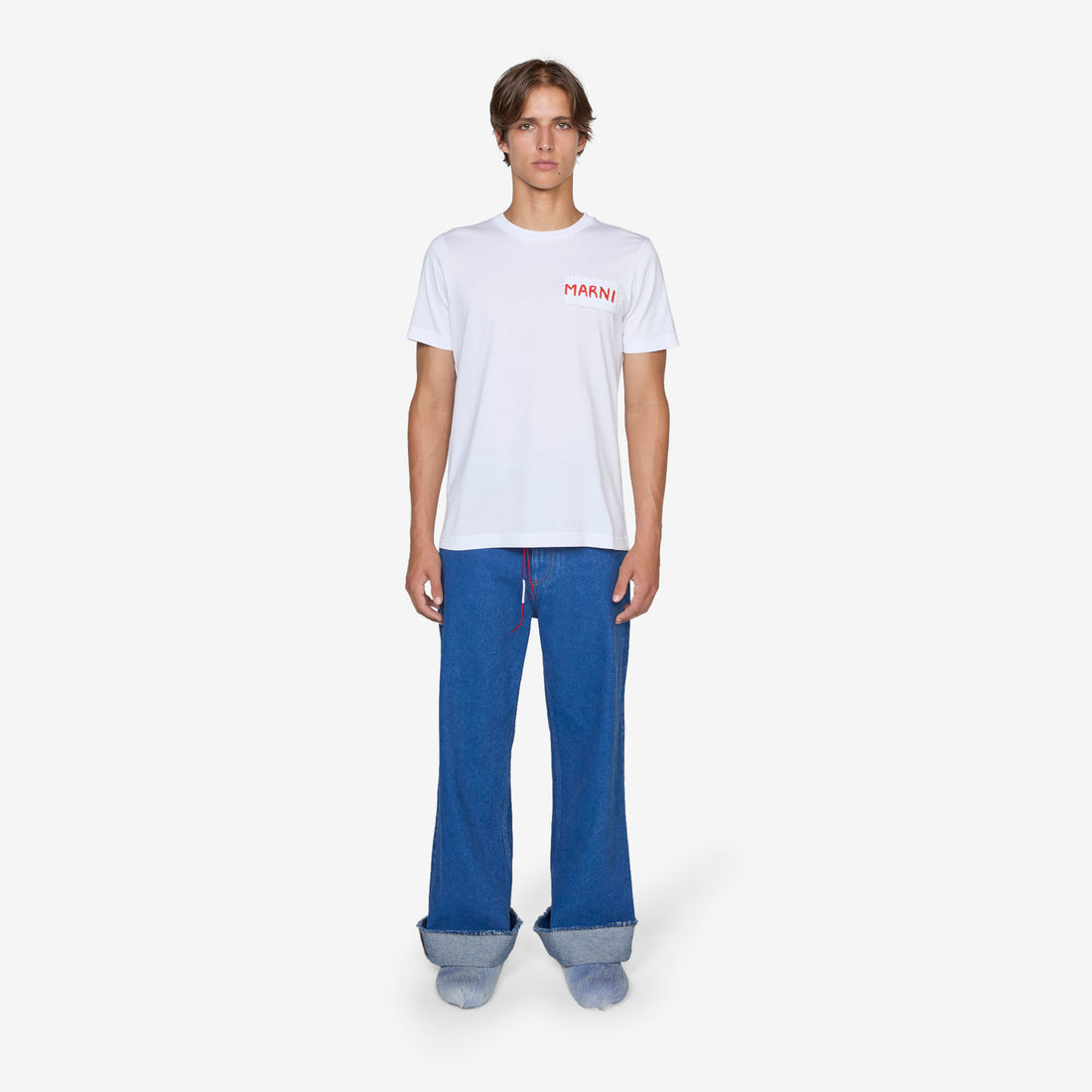 Low Rise Red Belt Jeans Ocean Pants