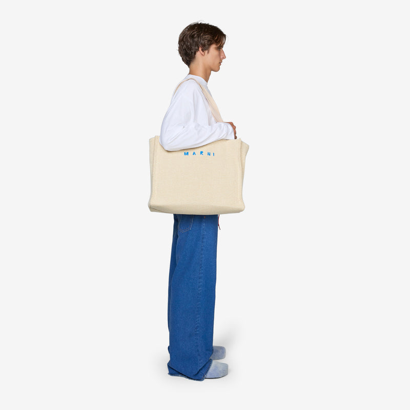 Large Basket Tote Silk White Accessories