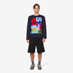 Intarsia Knit Sweater Navy