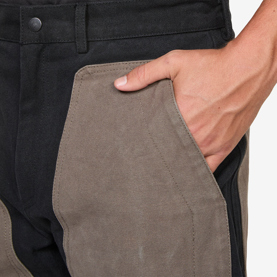 Fomes Double Knee Washed Canvas Pant Black Grey Pants