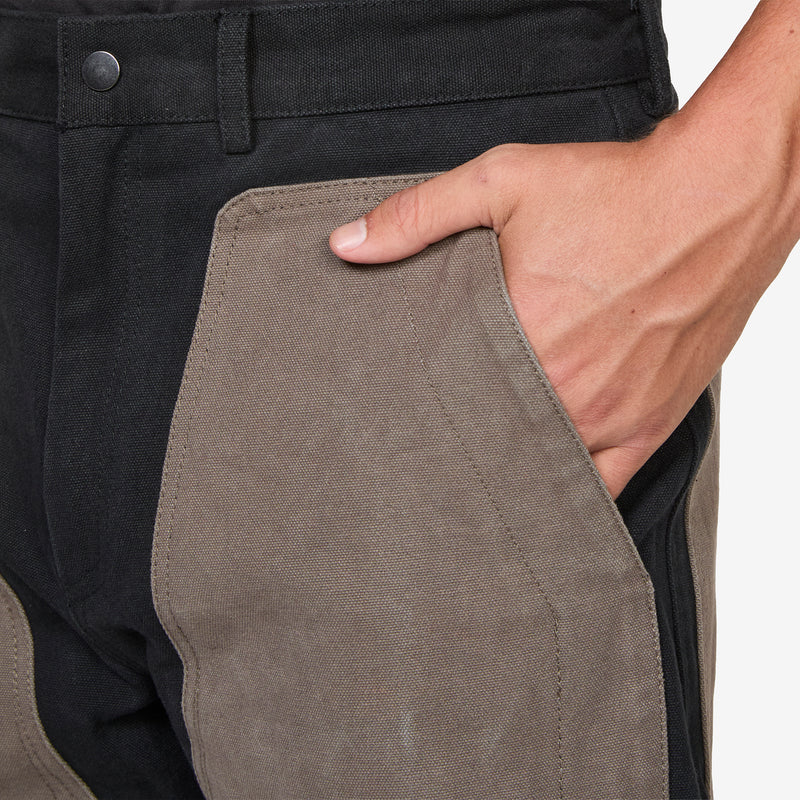 Fomes Double Knee Washed Canvas Pant Black Grey Pants