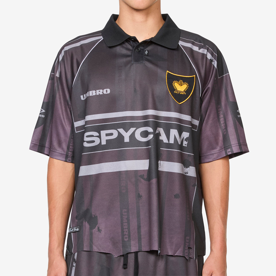 Distressed Spycam Polo Purple Black Shirts