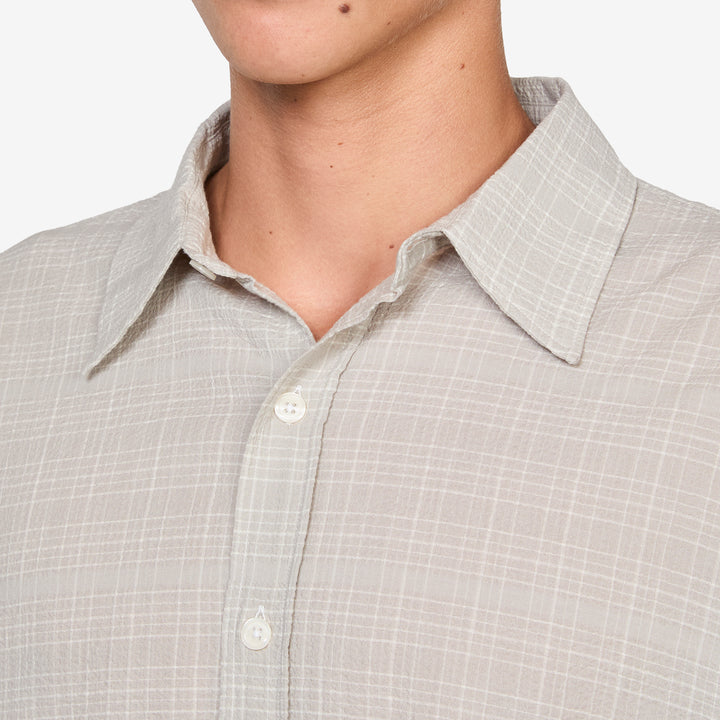 Vacation Shirt Chalk Seersucker Check