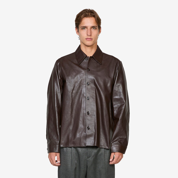 Welding Shirt Umber Brown Fluid Calfskin Shirts