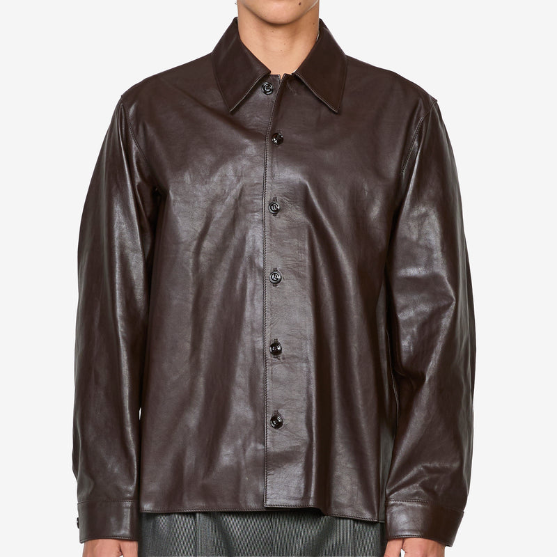 Welding Shirt Umber Brown Fluid Calfskin Shirts