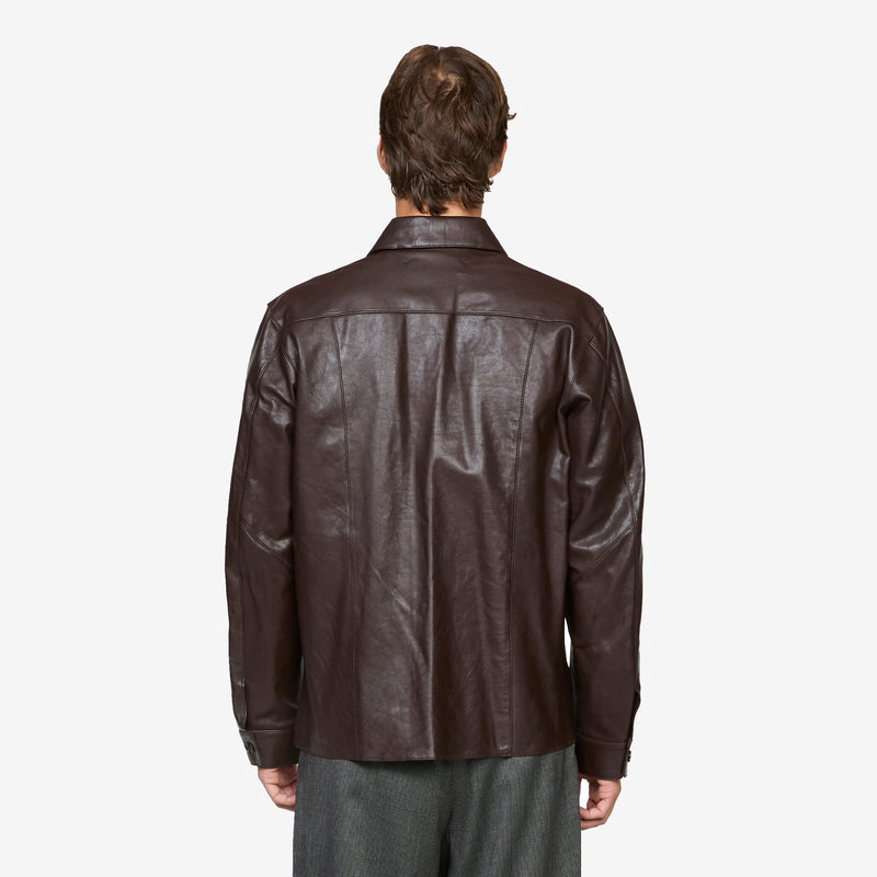 Welding Shirt Umber Brown Fluid Calfskin Shirts