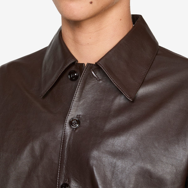 Welding Shirt Umber Brown Fluid Calfskin Shirts
