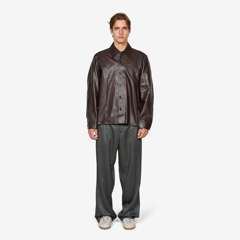 Welding Shirt Umber Brown Fluid Calfskin Shirts