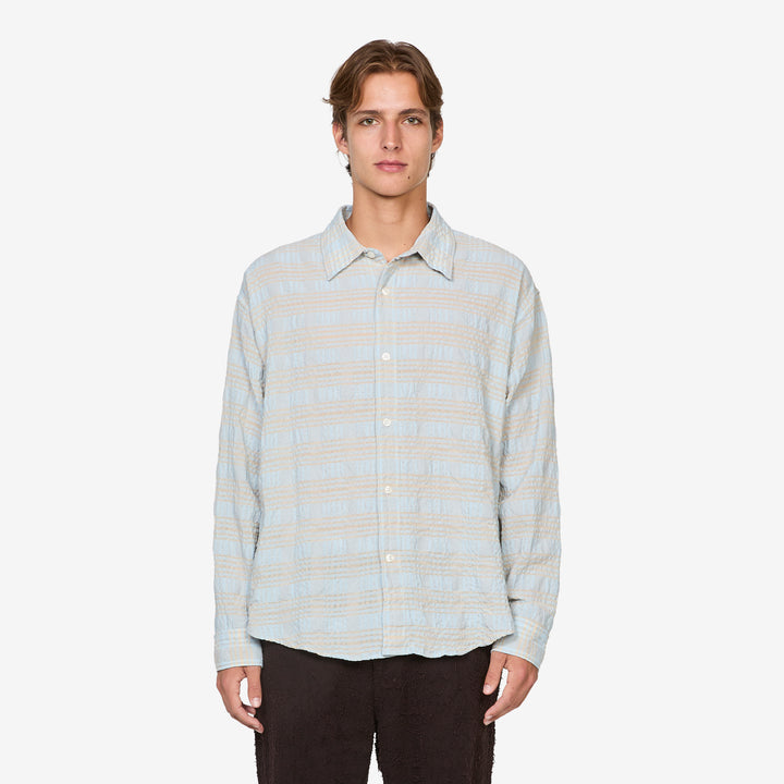 Exact Shirt Pale Blue Structured Check Front