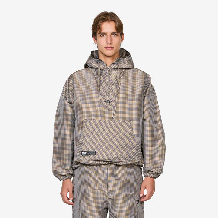 Masked Check Anorak Beige Black Front