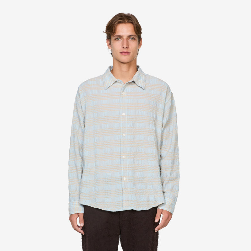 Exact Shirt Pale Blue Structured Check Shirts