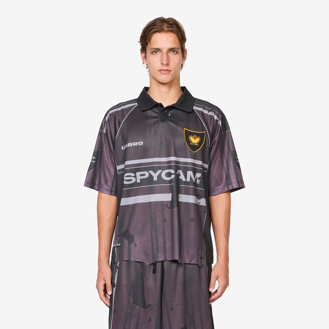 Distressed Spycam Polo Purple Black Shirts