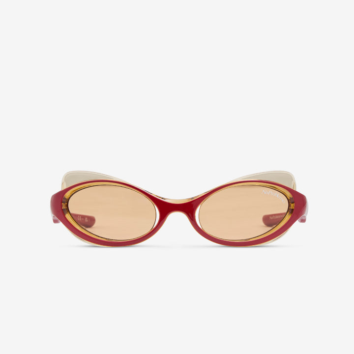 Le Specs x Lyra Bright Red | Yellow Tint Front