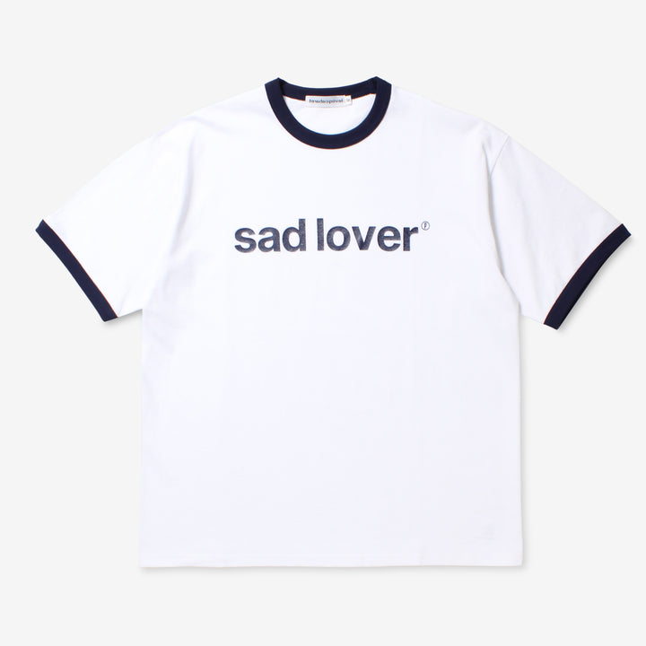 Sad Lover Ringer T-Shirt White | Navy Front