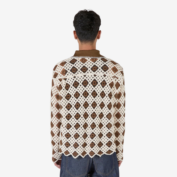 Crochet Cotton Cardigan Brown