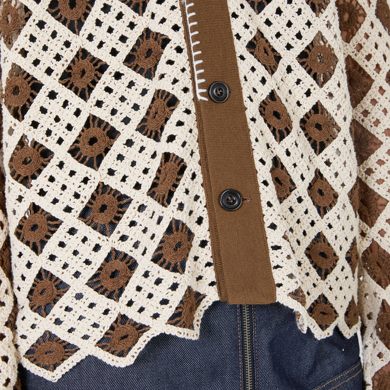 Crochet Cotton Cardigan Brown