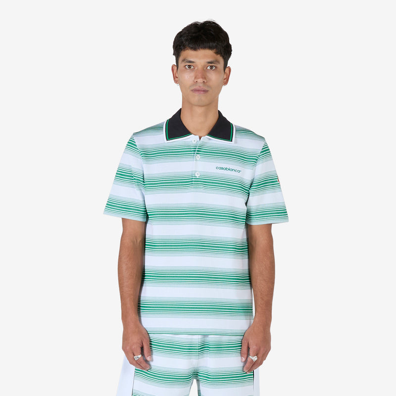 Stripe Interlock Polo Gradient Stripe Shirts