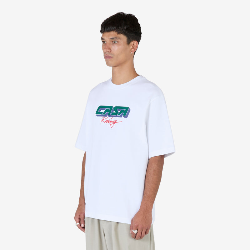 Casa Racing 3D Printed Oversized T-Shirt White