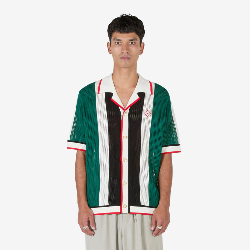 Striped Mesh Shirt Green | White Stripe Shirts