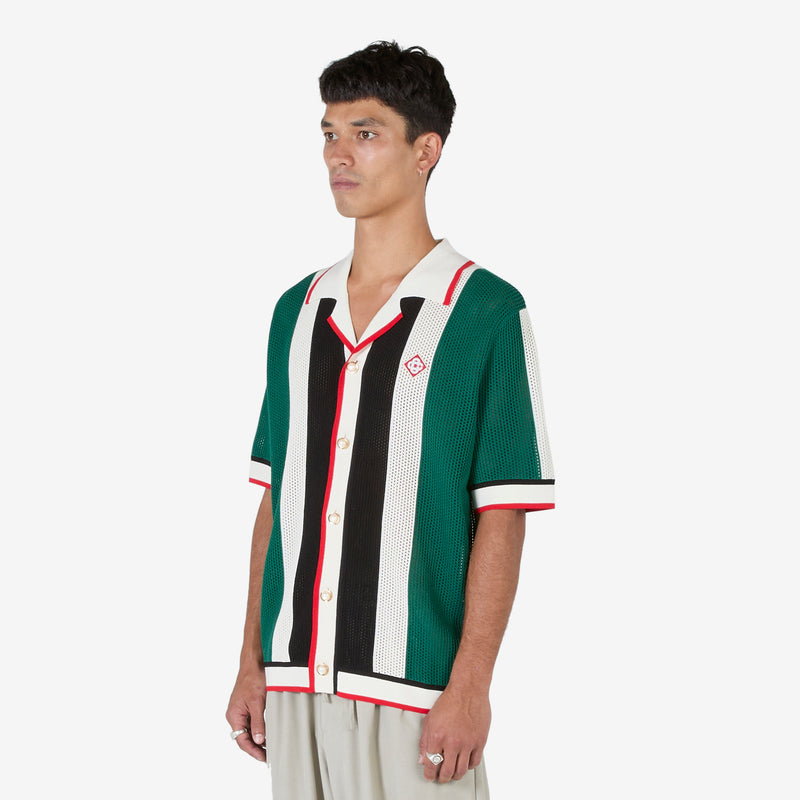 Striped Mesh Shirt Green | White Stripe