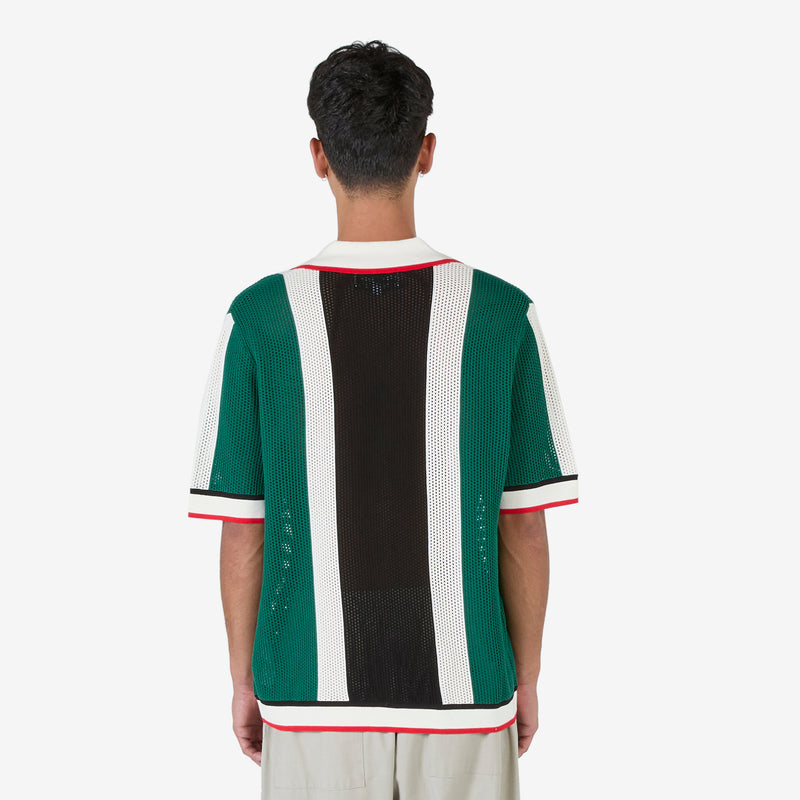 Striped Mesh Shirt Green | White Stripe