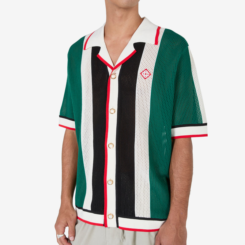 Striped Mesh Shirt Green | White Stripe Shirts