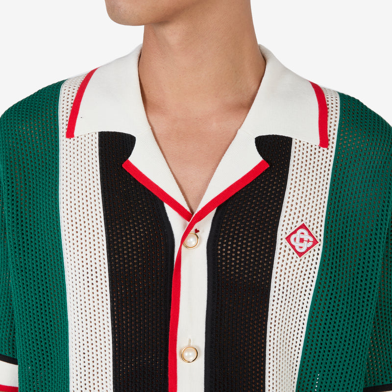 Striped Mesh Shirt Green | White Stripe Shirts